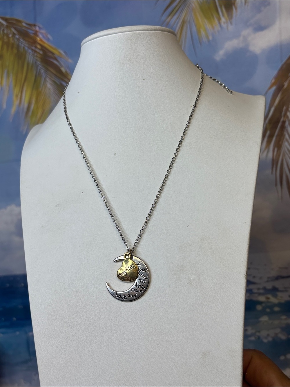Fashion Nova Two-Tone Moon and Sun Pendant Necklace - Silver & Gold